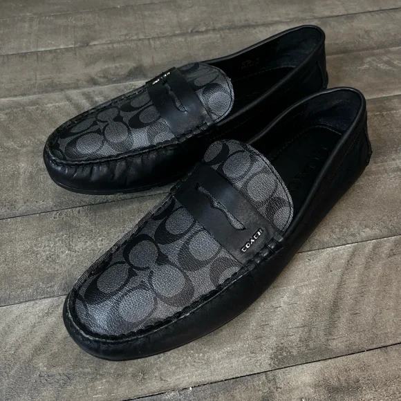 Coach Loafers Liam Driver In Signature Jacquard Sz 12D